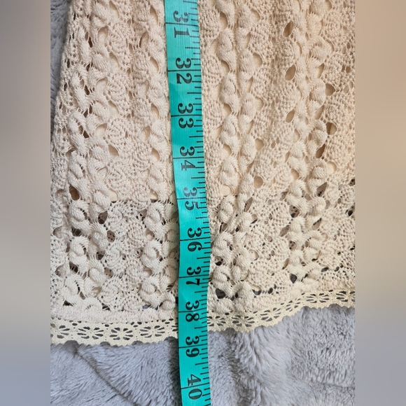 FREE PEOPLE Crochet Knit Cream Dress With Slip Lining. Size Large - Picture 11 of 11